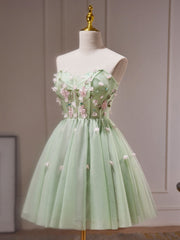 Green Tulle See Through Sheer Homecoming Dress Party Dress - DollyGown