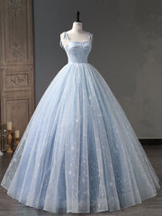 Light Blue Ball Gown Corset Prom Dress Quinceanera Dress - DollyGown