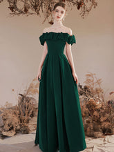Emerald Green Off The Shoulder A-line Prom Dress - DollyGown