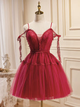Sweet Red Lace Top Puffy Short Homecoming Dress - DollyGown
