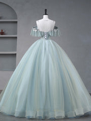 Dusty Blue Ball Gown Off The Shoulder Sweet 16 Dress - DollyGown
