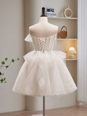 Sweet Strapless White Short Homecoming Dress - DollyGown
