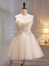 Cute Strapless White Sheer Homecoming Dress Short Wedding Dress - DollyGown