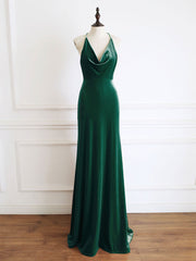 Emerald Green Cowl Neck Evening Dress Simple Formal Dress - DollyGown