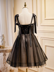 Short Black Lace Top Homecoming Dress Party Dress - DollyGown