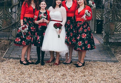 50s inspired Country Style Rockabilly Tea Length Wedding Dresses with Sleeves,GDC1519-Dolly Gown