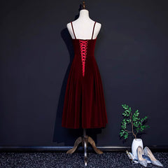 50s style Burgundy Velvet Short Prom Dress Bridesmaid Dress -DollyGown