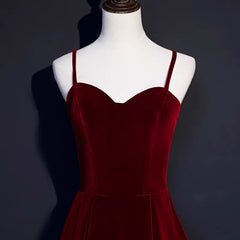 50s style Burgundy Velvet Short Prom Dress Bridesmaid Dress -DollyGown