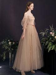 Fairytale Light Champagne Tulle Boho Prom Dress - DollyGown