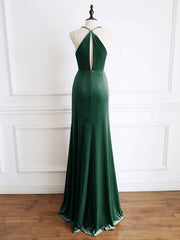 Emerald Green Cowl Neck Evening Dress Simple Formal Dress - DollyGown