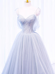 Silver Grey Tulle See Thrugh Illusion Prom Dress Sweet 16 Dress - DollyGown