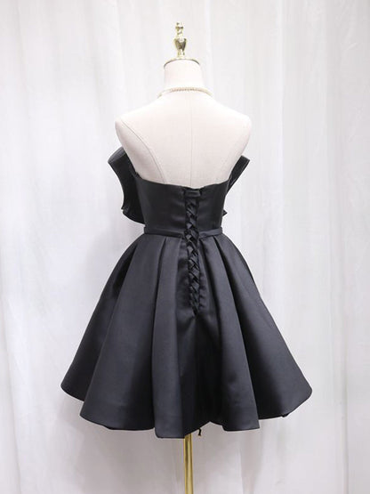 Adorable Black A-line Homecoming Dress with Big Bow Front - DollyGown