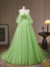 Lime Green Romantic See Through Tulle Ball Gown Prom Dress Formal Dress - DollyGown