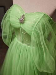 Lime Green Romantic See Through Tulle Ball Gown Prom Dress Formal Dress - DollyGown