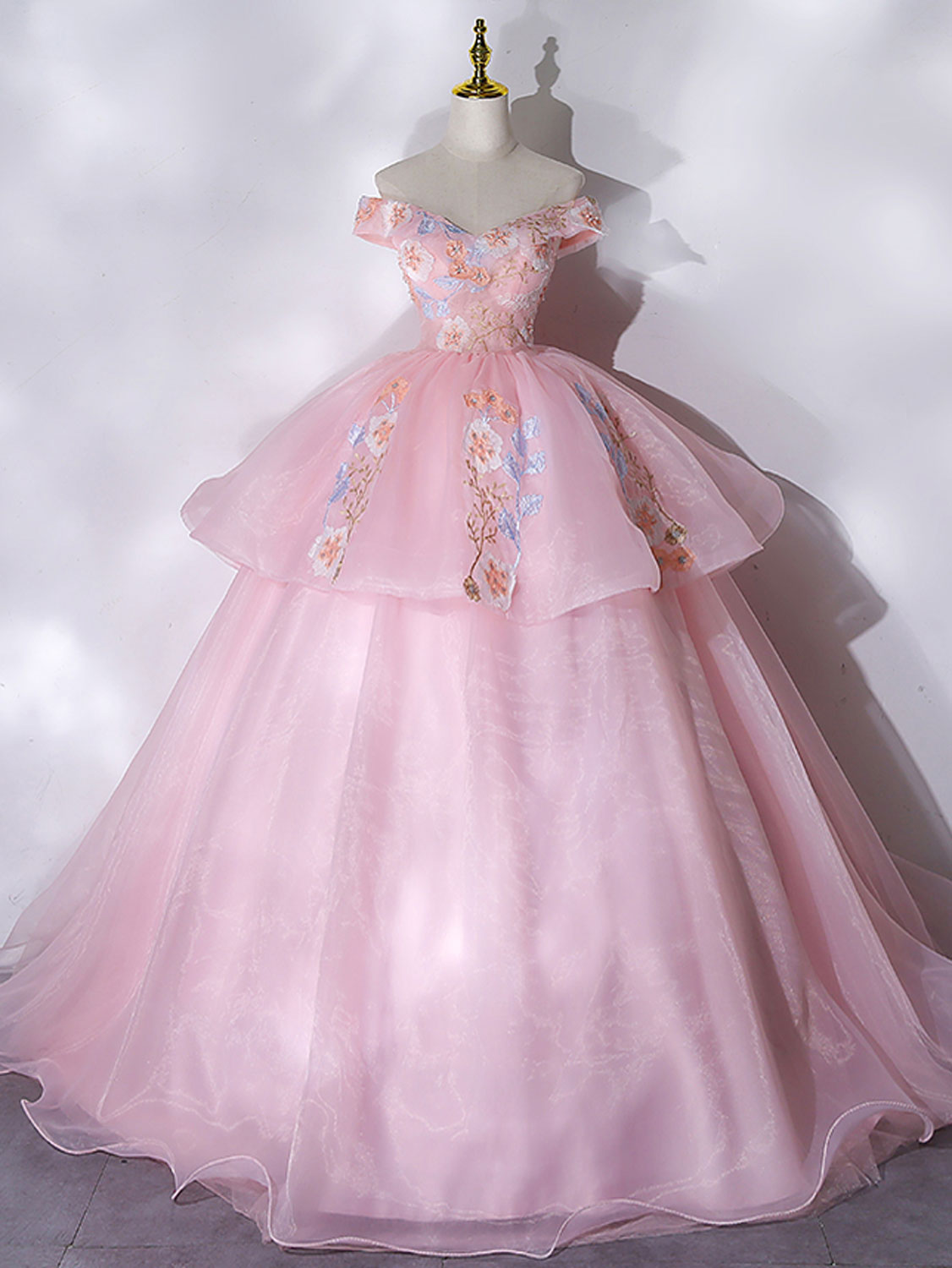 Off The Shoulder Pink Ball Gown Quinceanera Dress Sweet 16 Dress - DollyGown