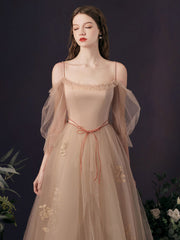 Fairytale Light Champagne Tulle Boho Prom Dress - DollyGown