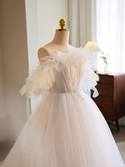 Princess Straplesss Tulle White Wedding Dress - DollyGown