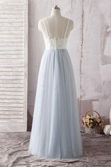 A line Tulle White Lace Top Long Sweetheart Neck Prom Dress,GDC1151-Dolly Gown