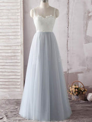 A line Tulle White Lace Top Long Sweetheart Neck Prom Dress,GDC1151-Dolly Gown
