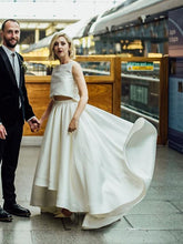 New Arrival Affordable Modest Bateau Neck Two Piece High Low Bridal Separates Wedding Dress 20101606-Dolly Gown