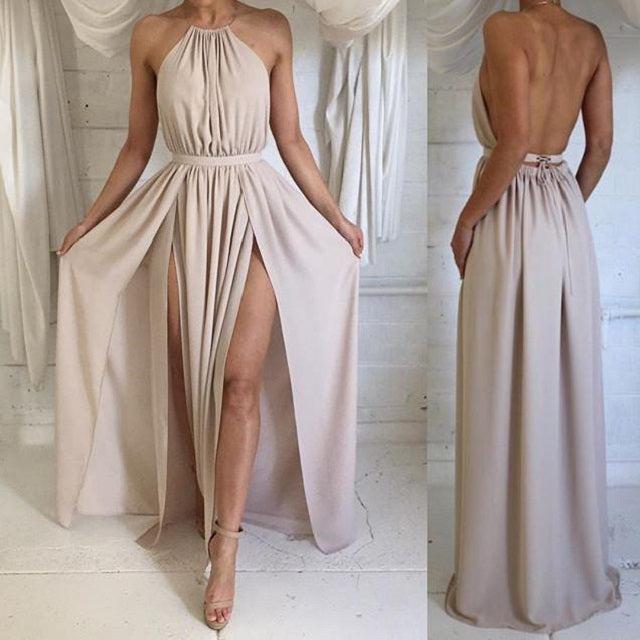 Backless Party Dress,Chiffon Prom Dress,Long Prom Dress,Dusty Prom Dress,MA154-Dolly Gown