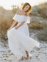Beach Flowy Off the Shoulder Two Piece Lace Wedding Dress,Casual Bridal Separates,20082695-Dolly Gown