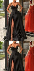 Black Side Slit Simple Fabulous Long Senior Prom Dress,GDC1168-Dolly Gown