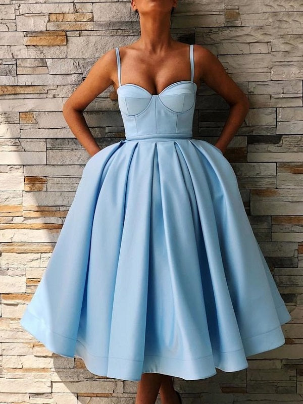 Blue Vintage Short Prom Dress Tea Length Homecoming Dress Blue Vintage Short Prom Dress Tea Length Homecoming Dress