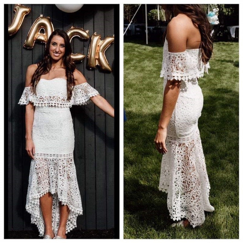 Lace Boho Two Piece Bridal Separates Online,Crop Top Wedding Dress,20081836-Dolly Gown