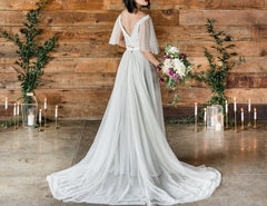 Boho Rustic Crop Top Two Piece Wedding Dress with tulle Skirt,20081503-Dolly Gown