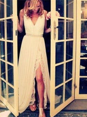 Bohemian Wedding Dress,Side Slit Wedding Dress,Beach Wedding Dress,Romantic Wedding Dress,WD018-Dolly Gown