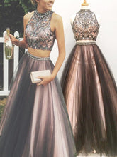 Brown Two Piece Prom Dress Long Prom Dress Poofy Prom Dress for Teens,MA014-Dolly Gown