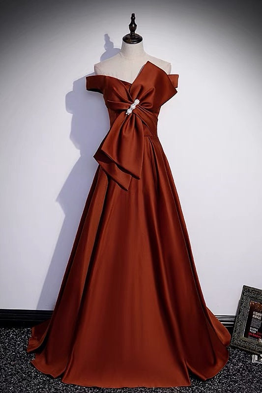 Burgundy 8th Grade Graduation Dress with Big Bow -DollyGown