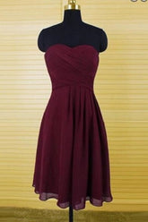 Burgundy Bridesmaid Dresses,Short Bridesmaid Dresses,Robe De Demoiselle D'Honneur Courte,Chiffon Bridesmaid Dresses,Fs019-Dolly Gown