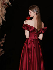 Burgundy Princess Cinderella Prom Dress Ball Gown - DollyGown