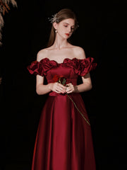 Burgundy Princess Cinderella Prom Dress Ball Gown - DollyGown