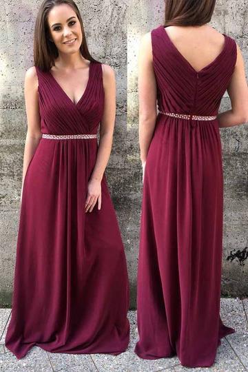 Burgundy Classy Chiffon A line 8th Grade Formal Prom Dress