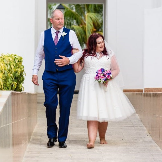 Cap Sleeves 50s Style Tea Length Lace Wedding Dresses Plus Size,20082002-Dolly Gown