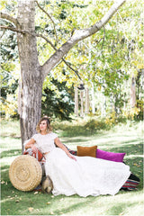 Cap Sleeves Lace Two Piece Wedding Dress,Long Bridal Separates,20082232-Dolly Gown