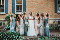 Casual Open Back Lace Top Two Piece Chiffon Skirt Flow Wedding Dress Separates,20082222-Dolly Gown