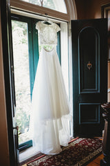 Casual Open Back Lace Top Two Piece Chiffon Skirt Flow Wedding Dress Separates,20082222-Dolly Gown