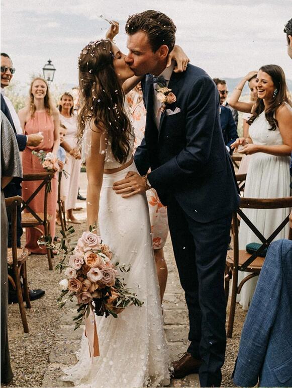 Casual Rustic Two Piece Mermaid Bridal Separates,Crop Top Wedding Skirt and Top,20082218-Dolly Gown