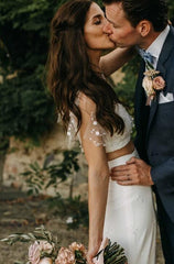 Casual Rustic Two Piece Mermaid Bridal Separates,Crop Top Wedding Skirt and Top,20082218-Dolly Gown