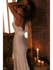 Casual Silk Boho Wedding Dress with Side Slit - DollyGown