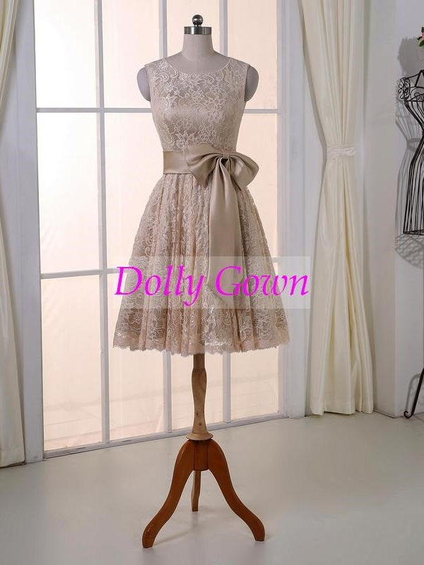 Champagne Bridesmaid Dresses,Short Bridesmaid Dresses,Lace Bridesmaid Dresses,Summer Bridesmaid Dresses,18032802-Dolly Gown