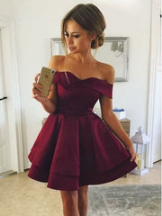 Cheap Off Shoulders Burgundy Mini Homecoming Dress ,Sweet 16 Dress,GDC1080-Dolly Gown