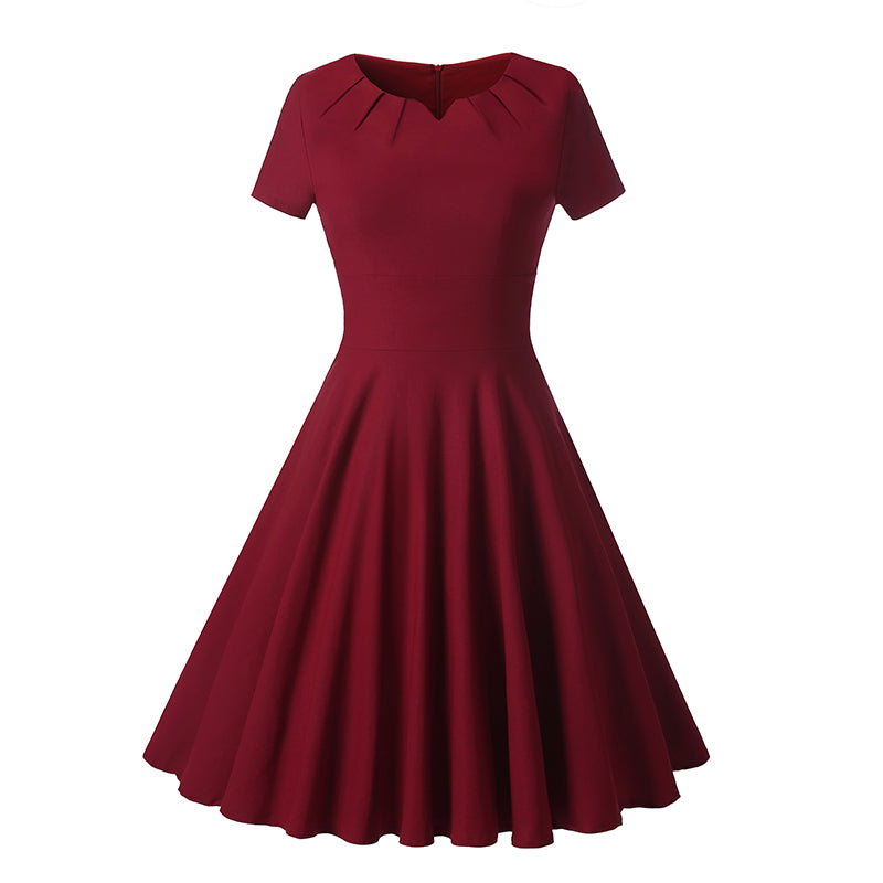 Cheap Vintage Short Burgundy Modest Bridesmaid Dresses with Short Sleeves,1539B-Dolly Gown
