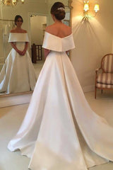 Simple Wedding Dress, Off the Shoulder Wedding Dress,GDC1261