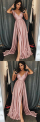 Dusty Pink Prom Dress,Flowy Prom Dresses with Slit, GDC1240-Dolly Gown