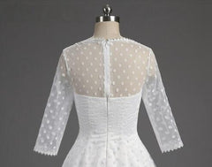 Classic Polka Dot White Short Wedding Dress with Sleeves,1950s Pin Up Bridal Gown,20101603-Dolly Gown